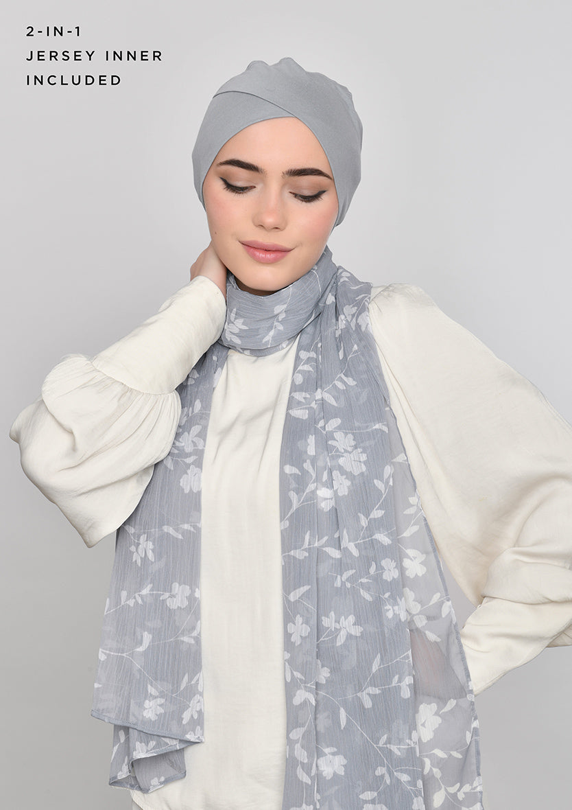 Sakina-Classic Shawl-Printed Crinkled Chiffon