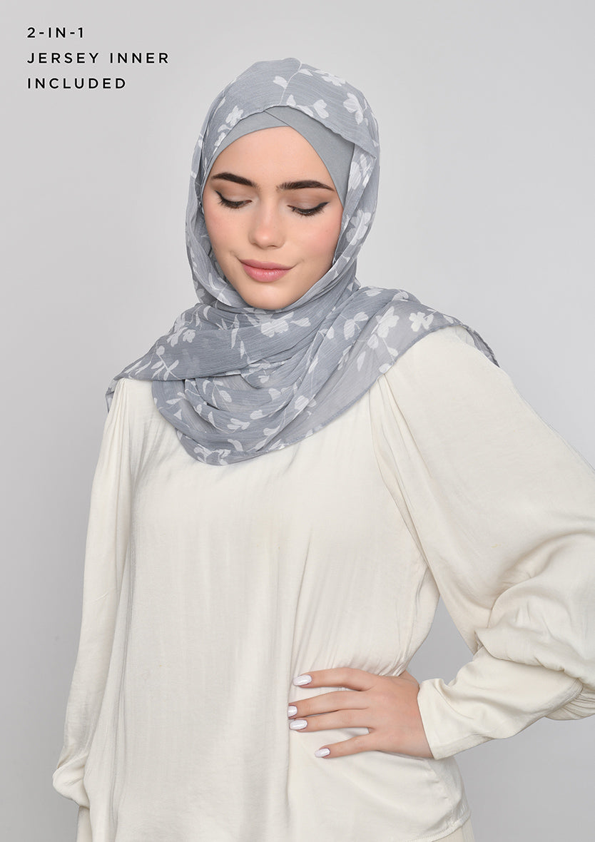 Sakina-Classic Shawl-Printed Crinkled Chiffon