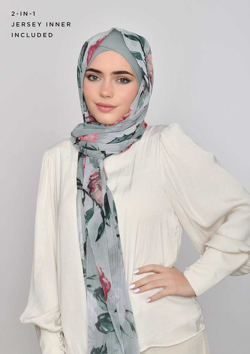 Zaytuna-Classic Shawl-Printed Crinkled Chiffon