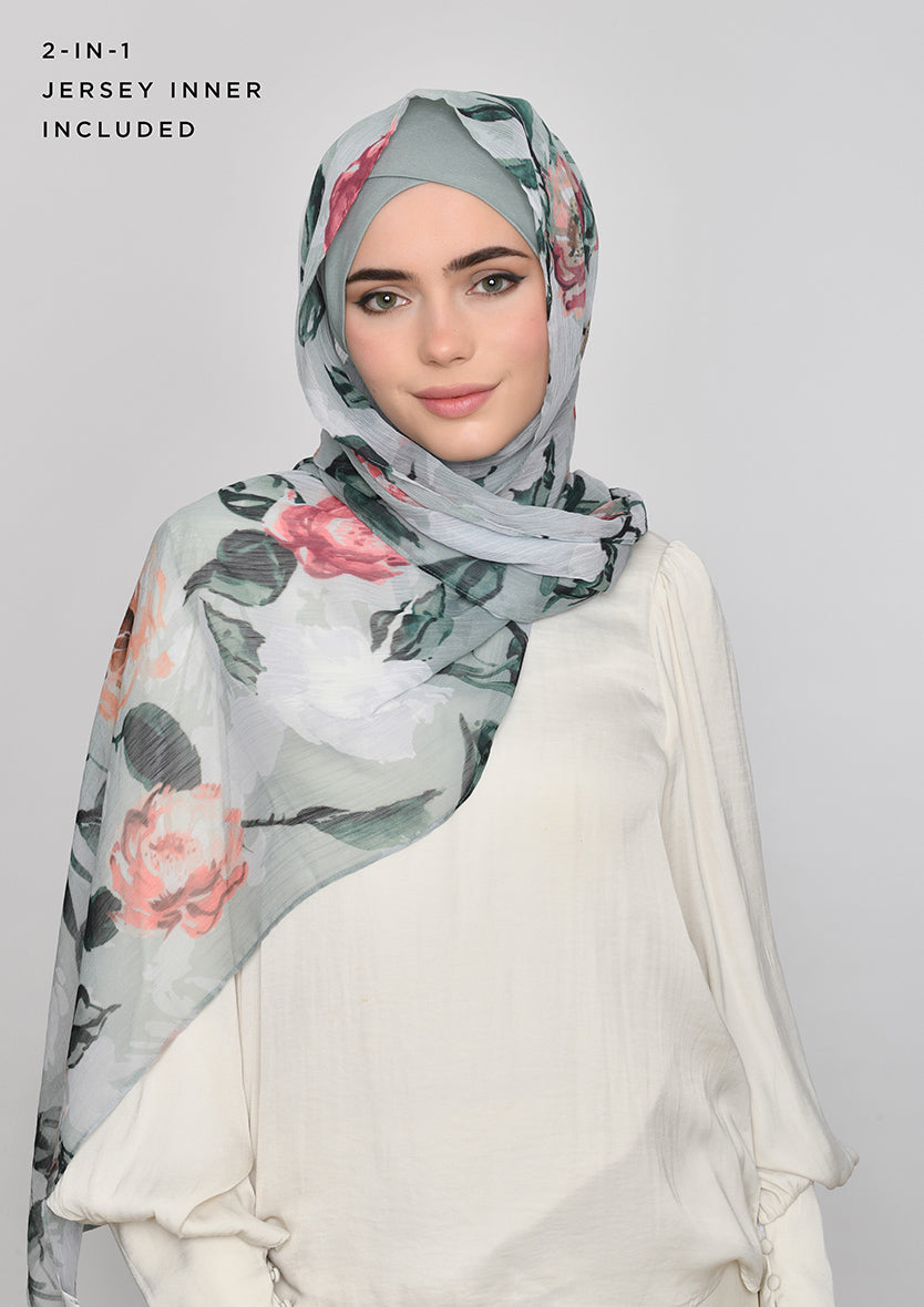 Zaytuna-Classic Shawl-Printed Crinkled Chiffon