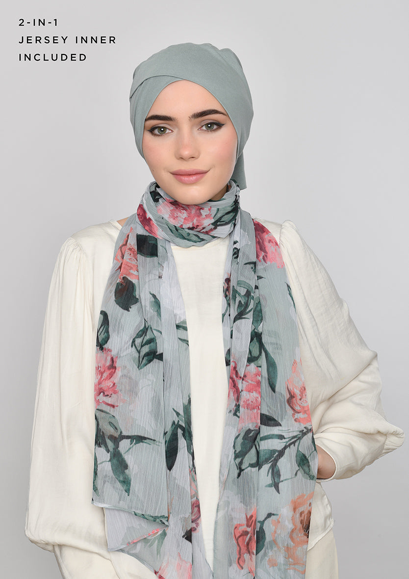 Zaytuna-Classic Shawl-Printed Crinkled Chiffon