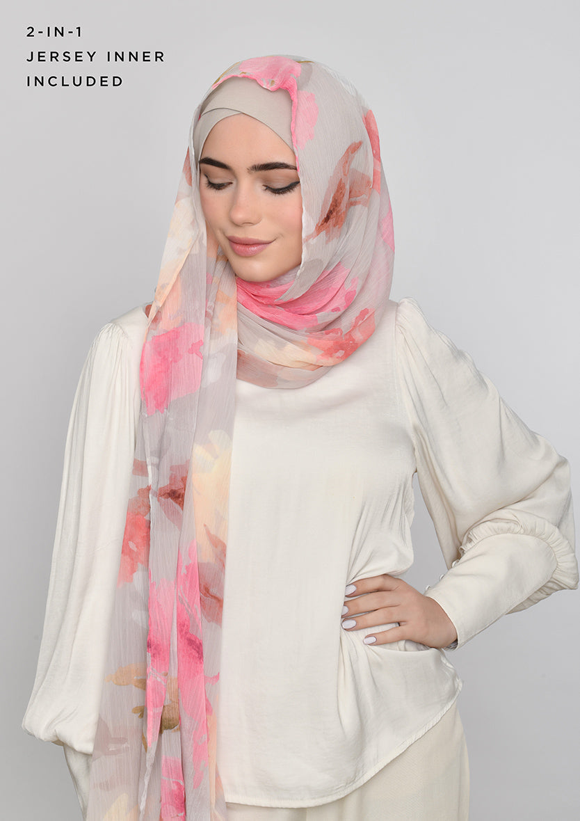 Zahra-Classic Shawl-Printed Crinkled Chiffon