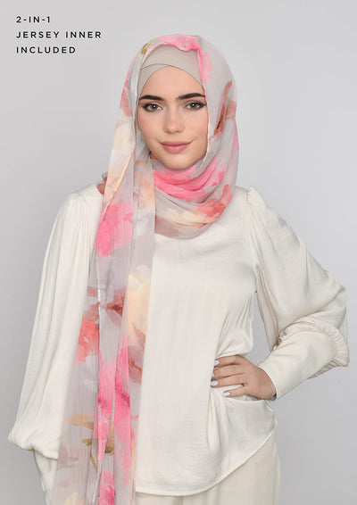 Zahra-Classic Shawl-Printed Crinkled Chiffon