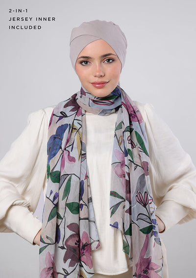 Arcadia- Classic Shawl- Printed Crinkled Chiffon