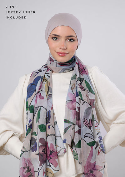 Arcadia- Classic Shawl- Printed Crinkled Chiffon