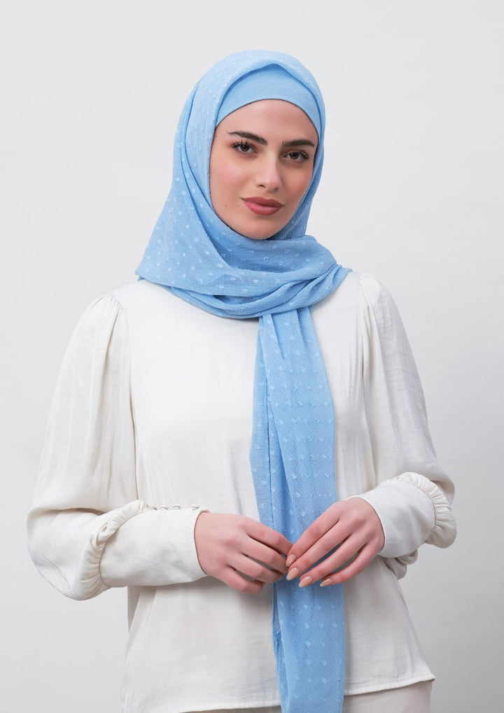 Baby Blue-Plain Mosaic Butti Chiffon - BOKITTA Hijab