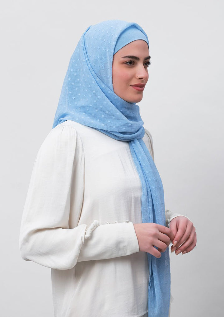 Baby Blue-Plain Mosaic Butti Chiffon - BOKITTA Hijab