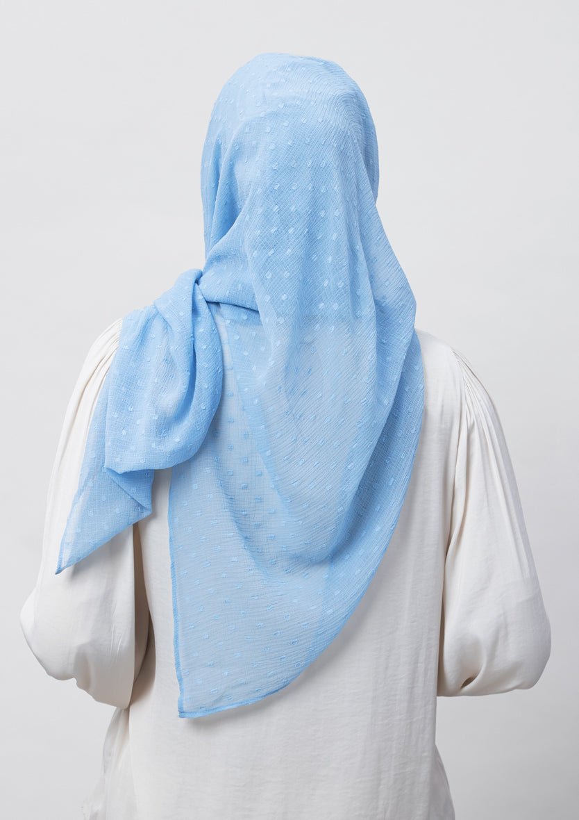 Baby Blue-Plain Mosaic Butti Chiffon - BOKITTA Hijab