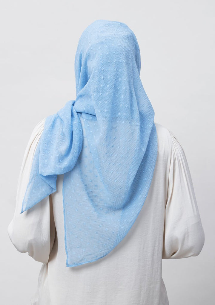 Baby Blue-Plain Mosaic Butti Chiffon - BOKITTA Hijab