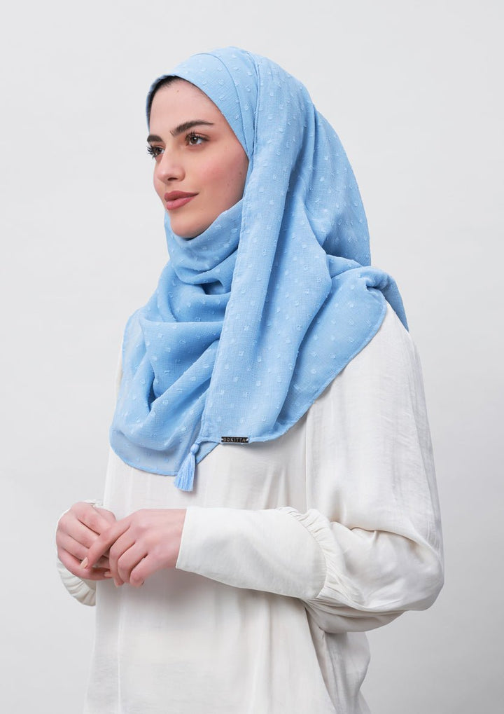 Baby Blue-Plain Mosaic Butti Chiffon - BOKITTA Hijab