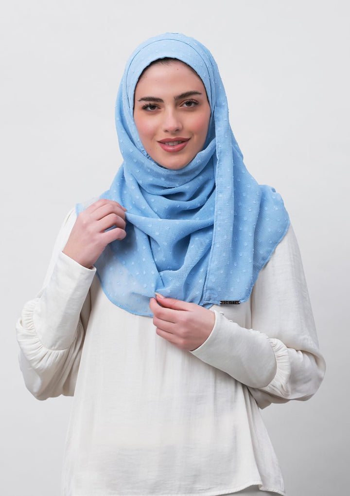 Baby Blue-Plain Mosaic Butti Chiffon - BOKITTA Hijab