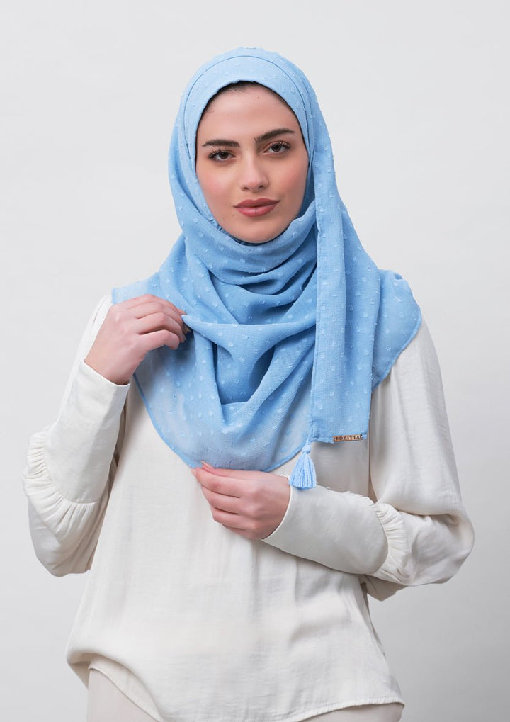 Baby Blue-Plain Mosaic Butti Chiffon - BOKITTA Hijab