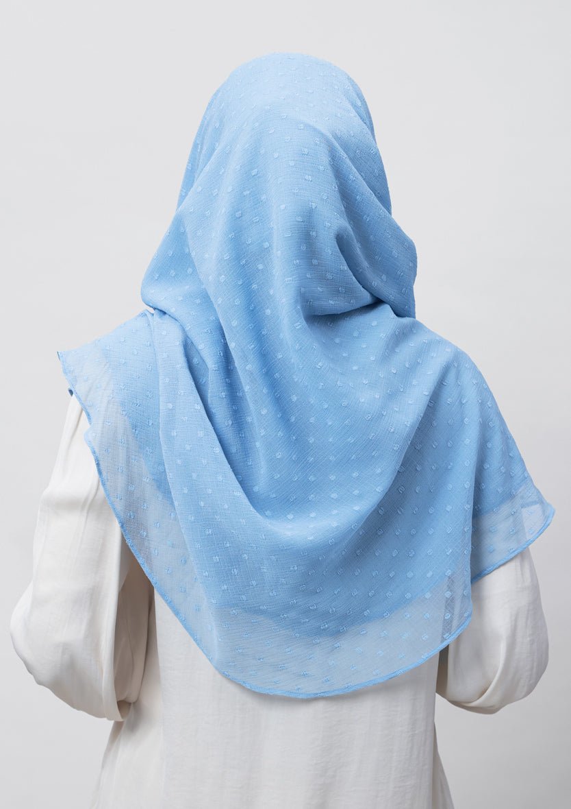 Baby Blue-Plain Mosaic Butti Chiffon - BOKITTA Hijab