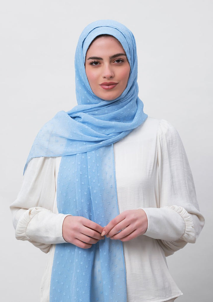 Baby Blue-Plain Mosaic Butti Chiffon - BOKITTA Hijab