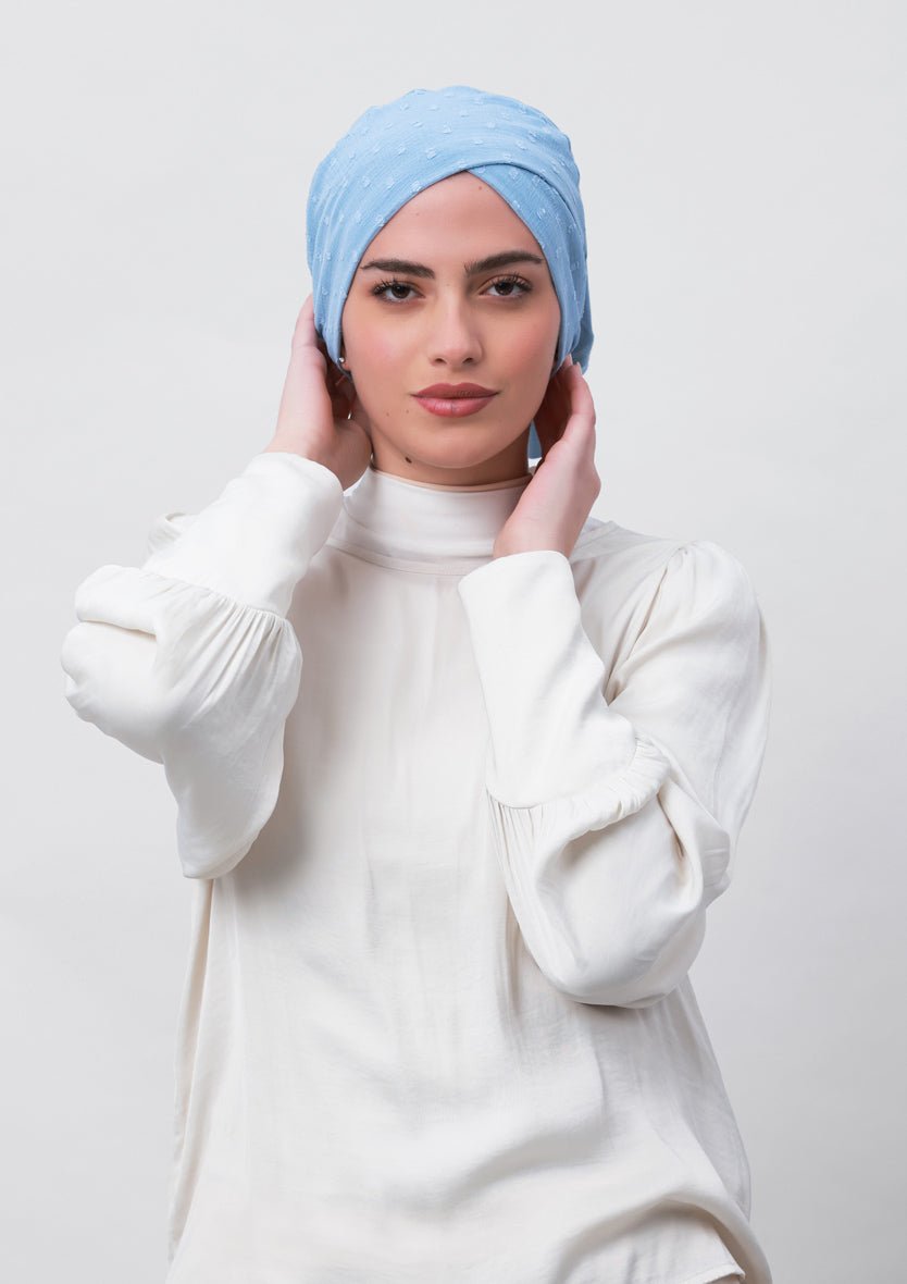 Baby Blue-Plain Mosaic Butti Chiffon - BOKITTA Hijab