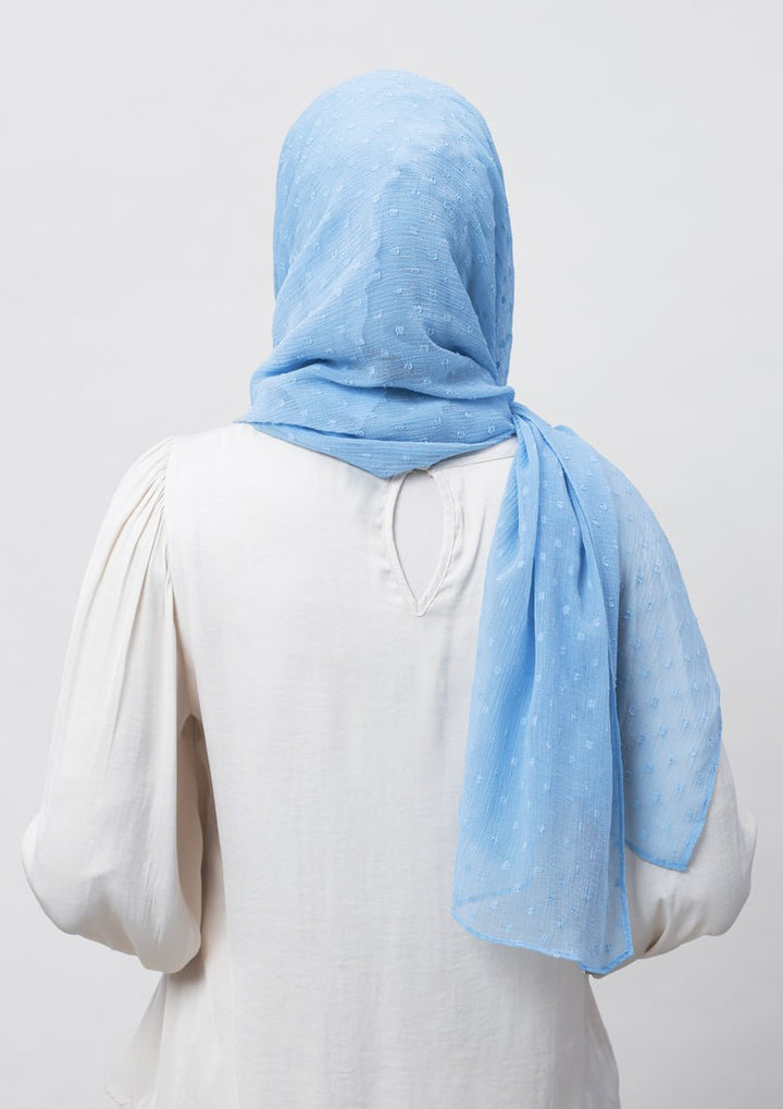 Baby Blue-Plain Mosaic Butti Chiffon - BOKITTA Hijab