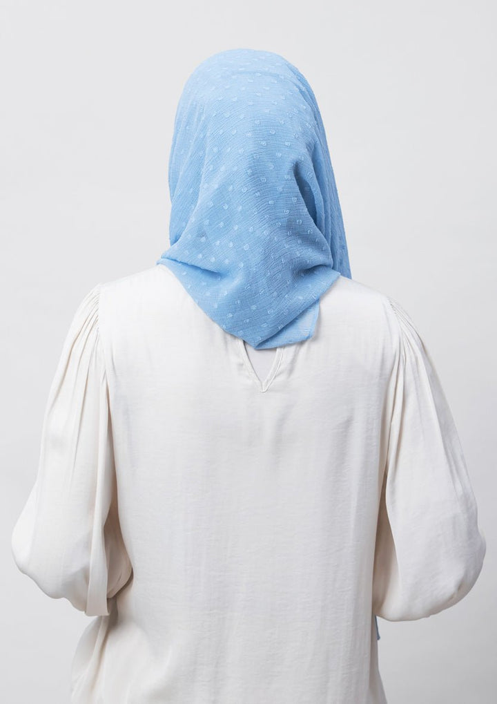 Baby Blue-Plain Mosaic Butti Chiffon - BOKITTA Hijab