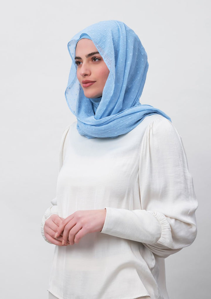 Baby Blue-Plain Mosaic Butti Chiffon - BOKITTA Hijab