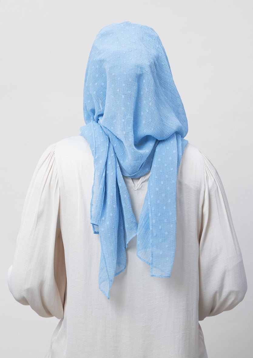 Baby Blue-Plain Mosaic Butti Chiffon - BOKITTA Hijab