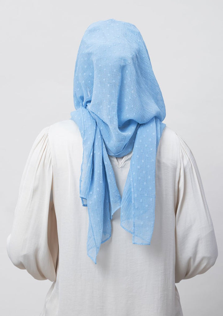 Baby Blue-Plain Mosaic Butti Chiffon - BOKITTA Hijab