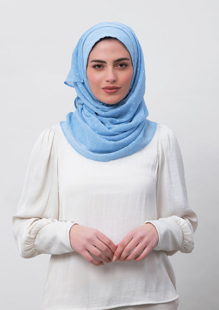 Baby Blue-Plain Mosaic Butti Chiffon - BOKITTA Hijab