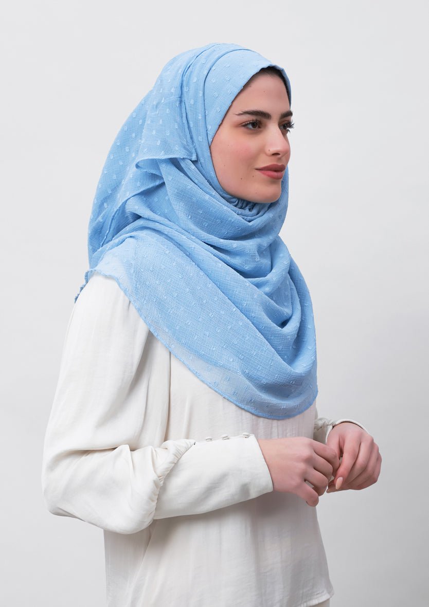 Baby Blue-Plain Mosaic Butti Chiffon - BOKITTA Hijab