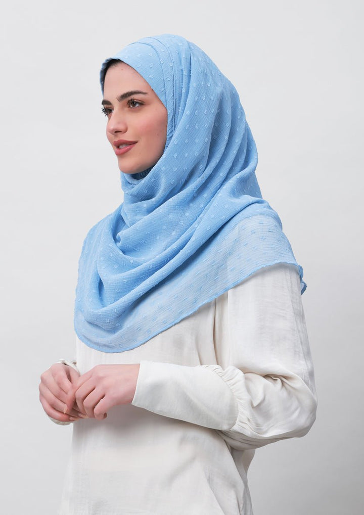 Baby Blue-Plain Mosaic Butti Chiffon - BOKITTA Hijab