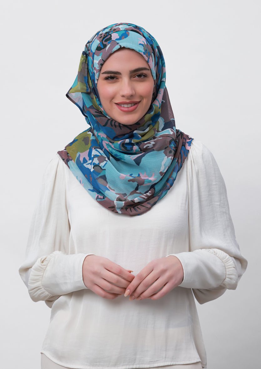 Faith-Printed Crinkled Chiffon - BOKITTA Hijab