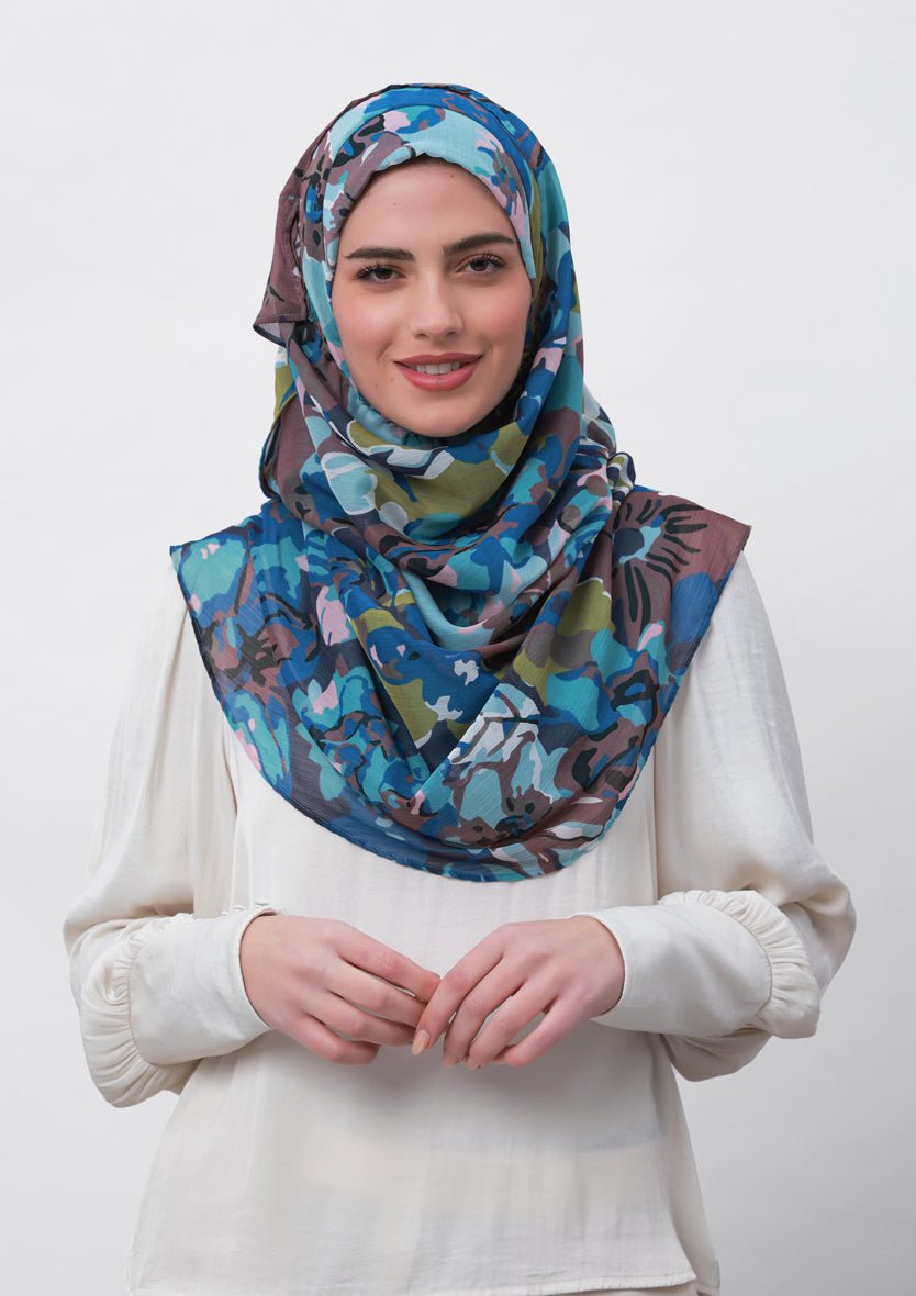 Faith-Printed Crinkled Chiffon - BOKITTA Hijab