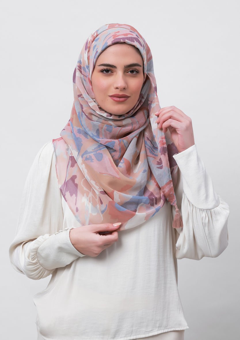 Relief-Printed Crinkled Chiffon - BOKITTA Hijab