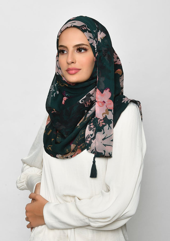 Sound of Music-Printed Crinkled Chiffon - BOKITTA Hijab