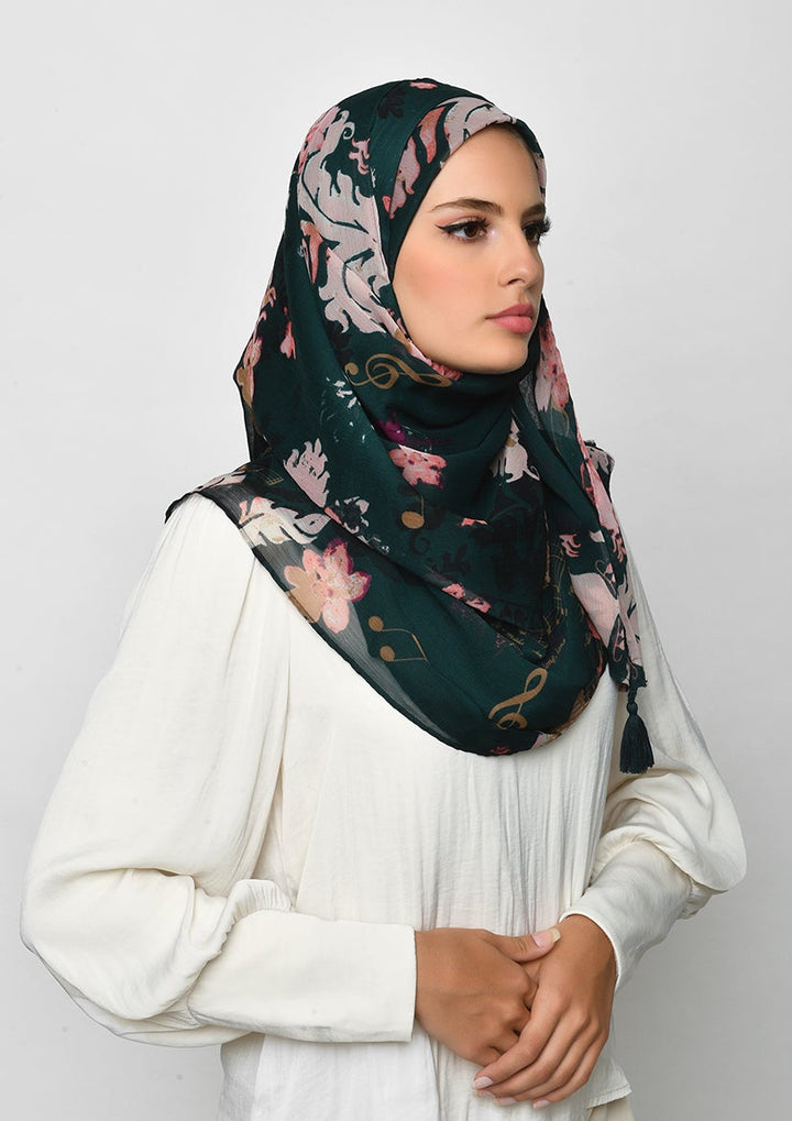 Sound of Music-Printed Crinkled Chiffon - BOKITTA Hijab