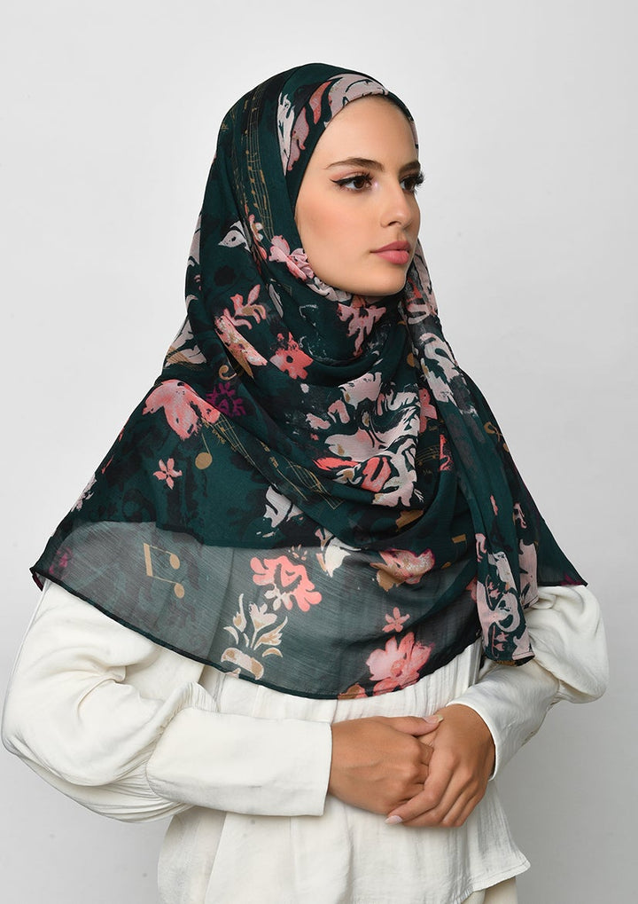Sound of Music-Printed Crinkled Chiffon - BOKITTA Hijab