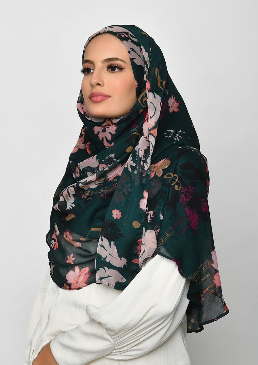 Sound of Music-Printed Crinkled Chiffon - BOKITTA Hijab