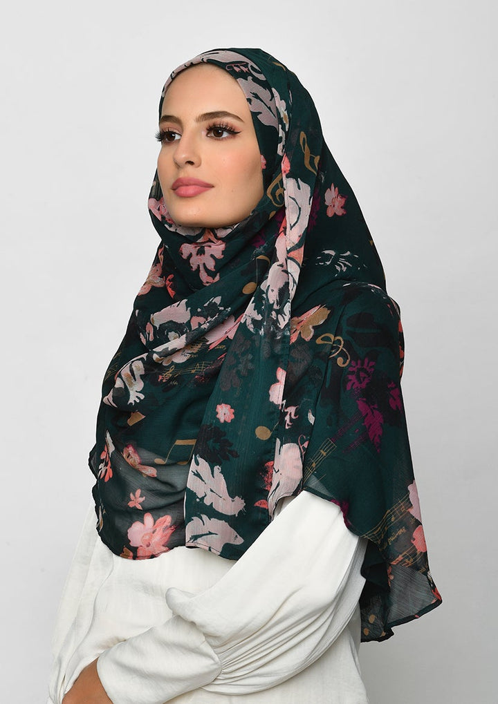 Sound of Music-Printed Crinkled Chiffon - BOKITTA Hijab