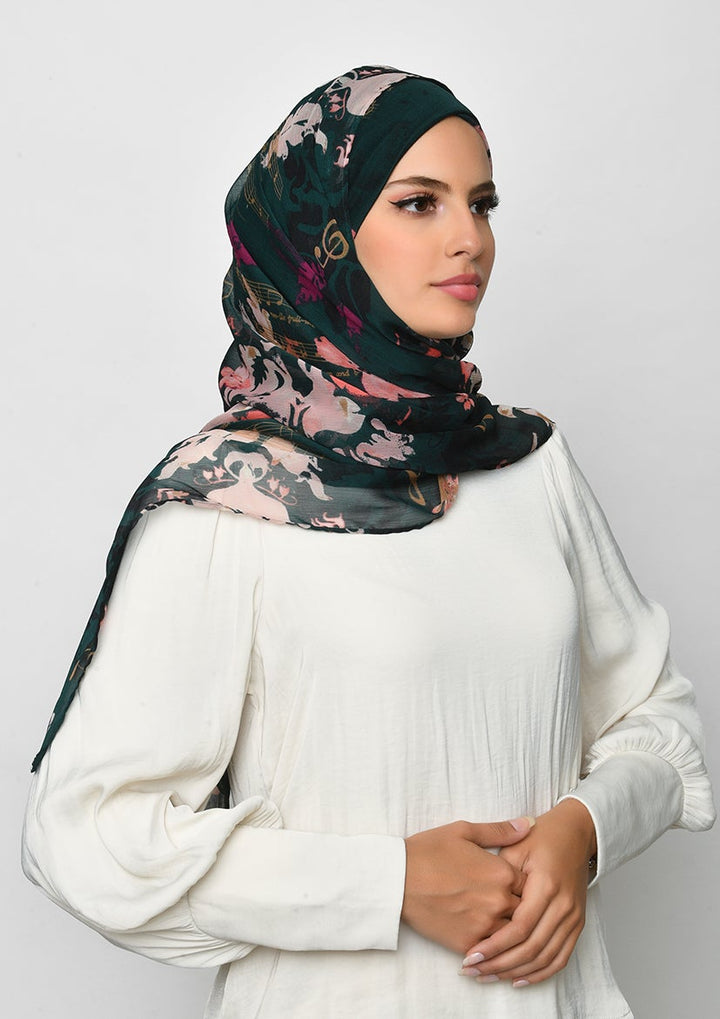 Sound of Music-Printed Crinkled Chiffon - BOKITTA Hijab