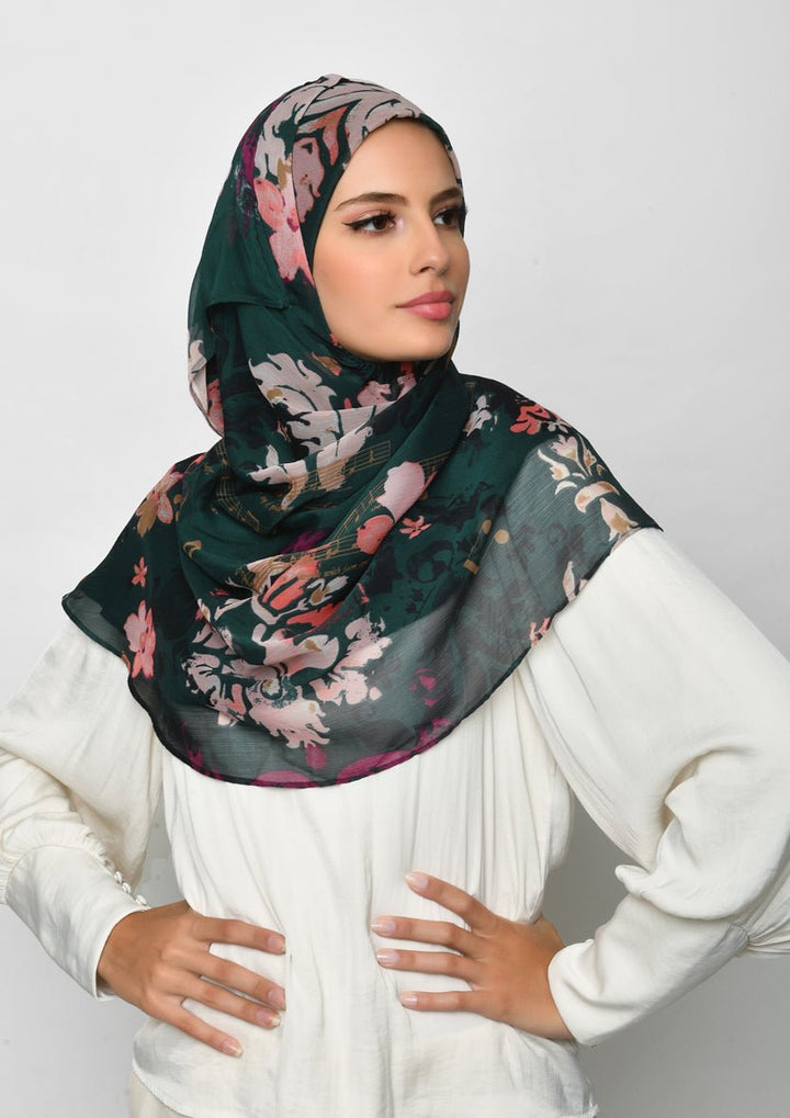 Sound of Music-Printed Crinkled Chiffon - BOKITTA Hijab
