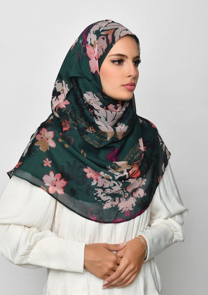 Sound of Music-Printed Crinkled Chiffon - BOKITTA Hijab