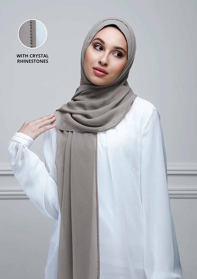 Taupe Gray with Crystals - BOKITTA Hijab