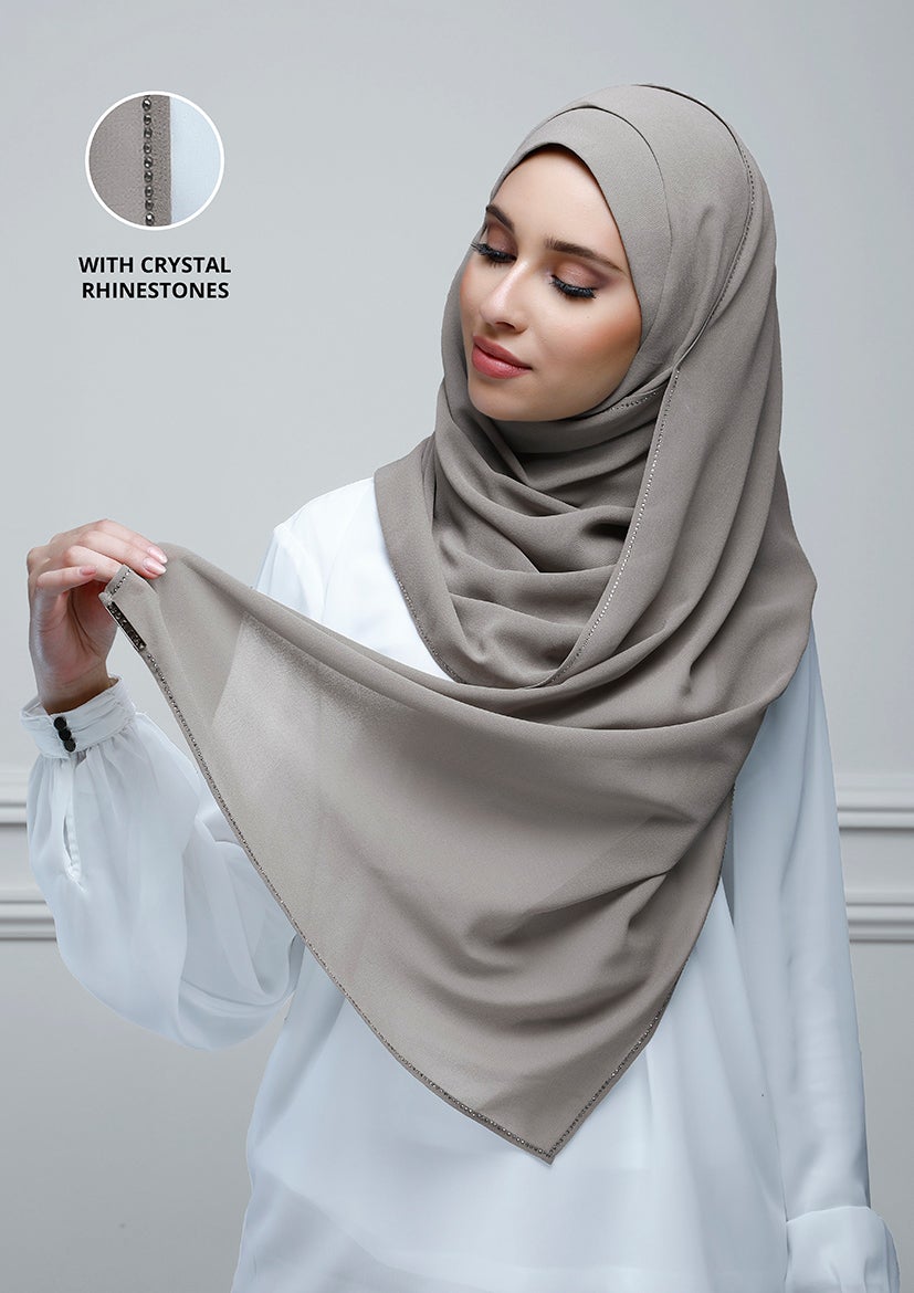 Taupe Gray with Crystals - BOKITTA Hijab