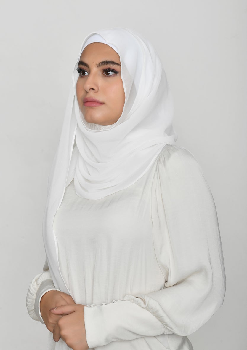 White - Crepe Chiffon - BOKITTA Hijab #style_Posh